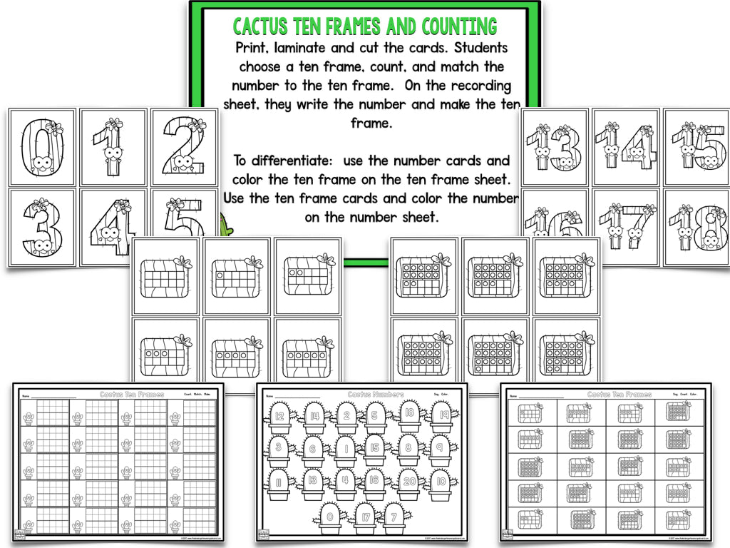 Cactus Blackline Math and Literacy Centers for the Whole Year!