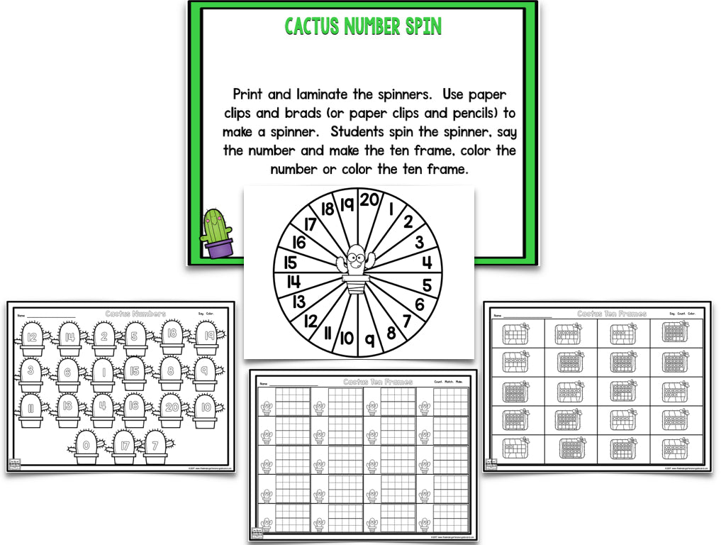 Cactus Blackline Math and Literacy Centers for the Whole Year!