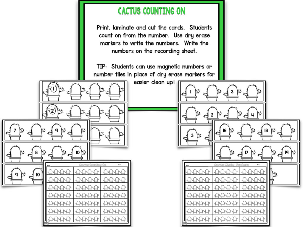 Cactus Blackline Math and Literacy Centers for the Whole Year!