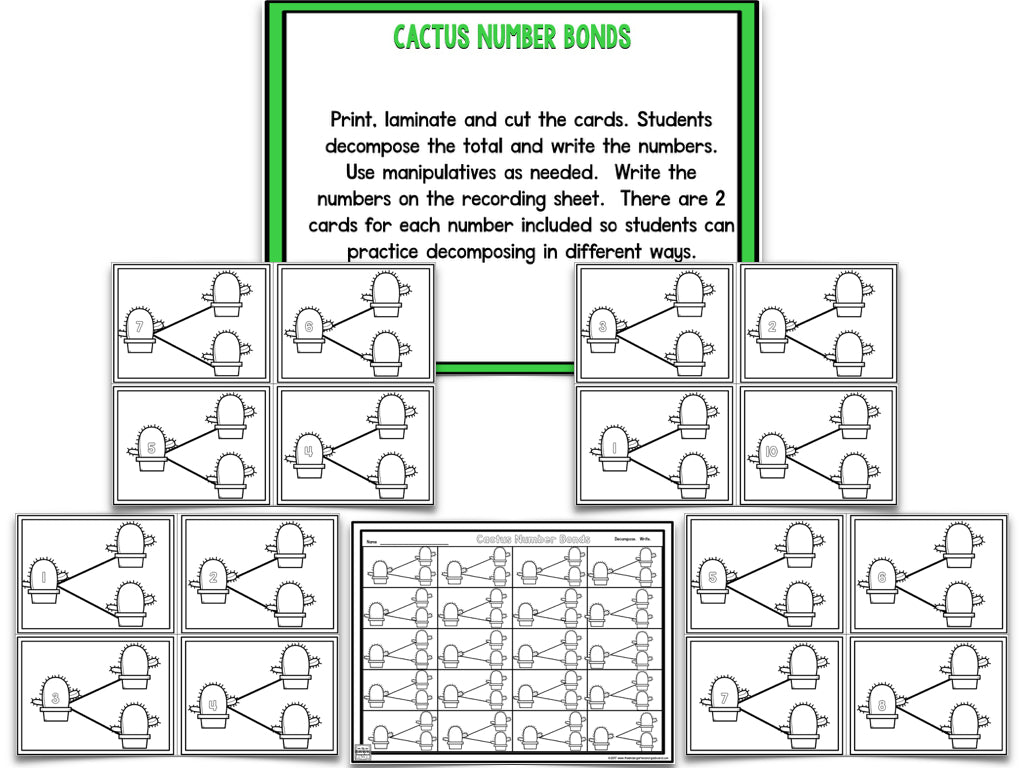 Cactus Blackline Math and Literacy Centers for the Whole Year!