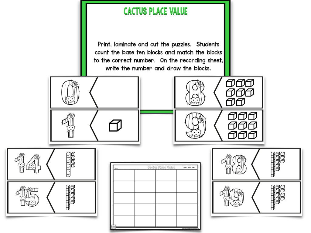 Cactus Blackline Math and Literacy Centers for the Whole Year!