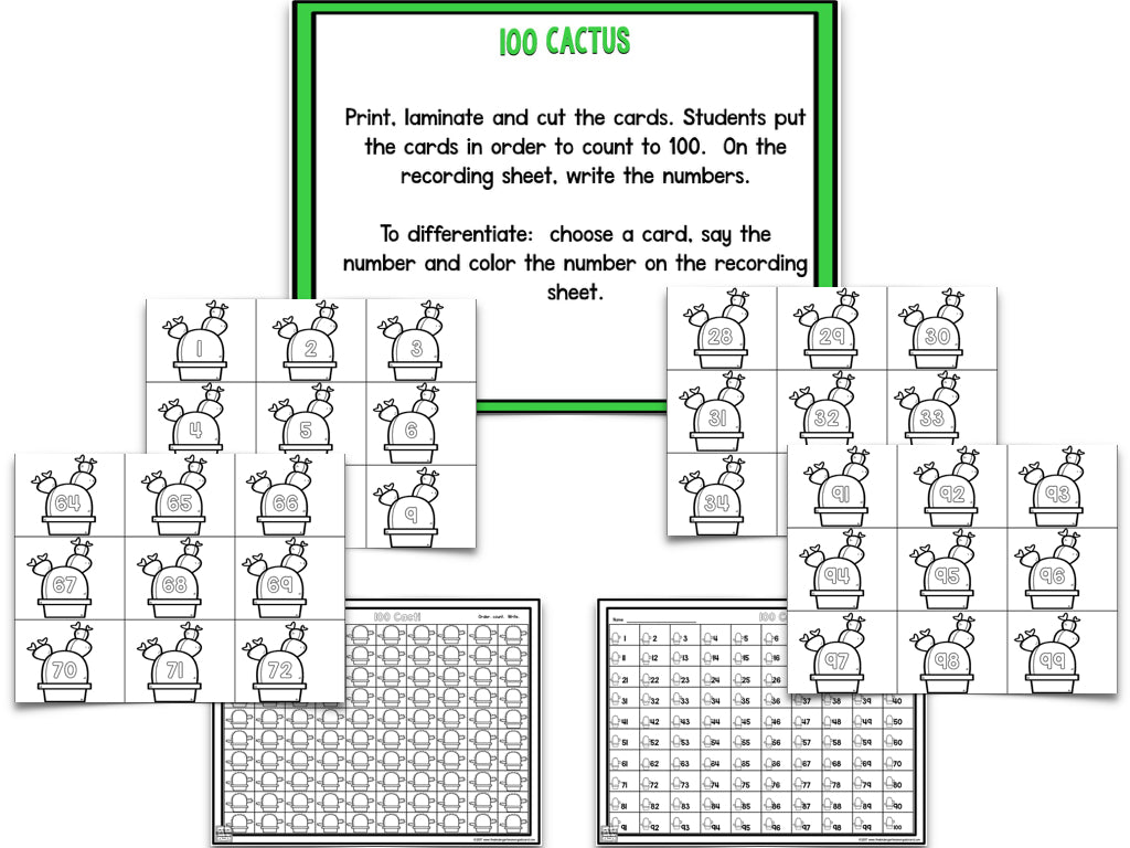 Cactus Blackline Math and Literacy Centers for the Whole Year!
