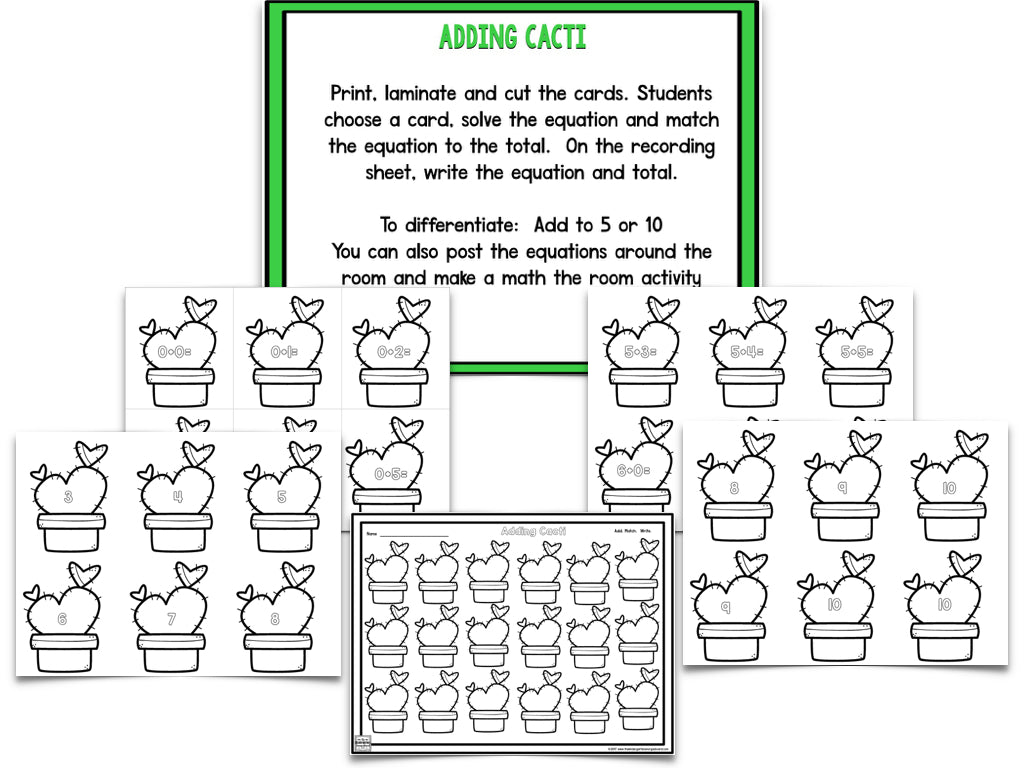 Cactus Blackline Math and Literacy Centers for the Whole Year!
