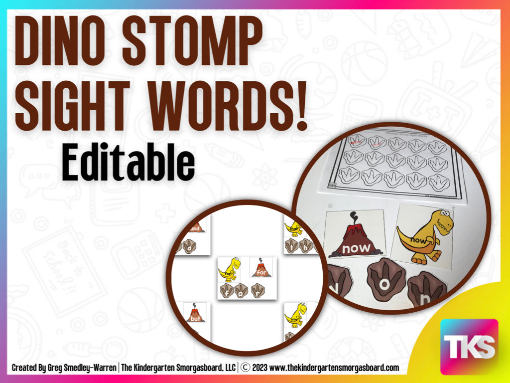 Dinosaur Stomp Editable Sight Words