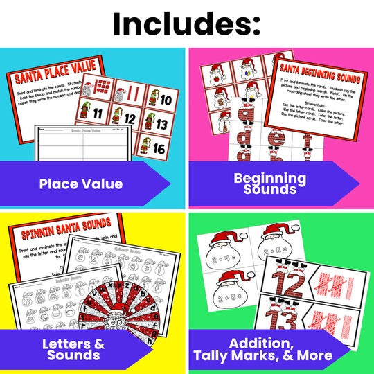 Santa Math and Literacy Centers