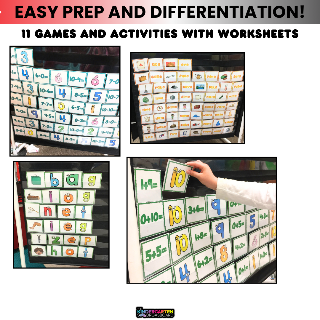 Pocket Chart Games-CVC WORDS, CVCE WORDS, ADDITION, SUBTRACTION