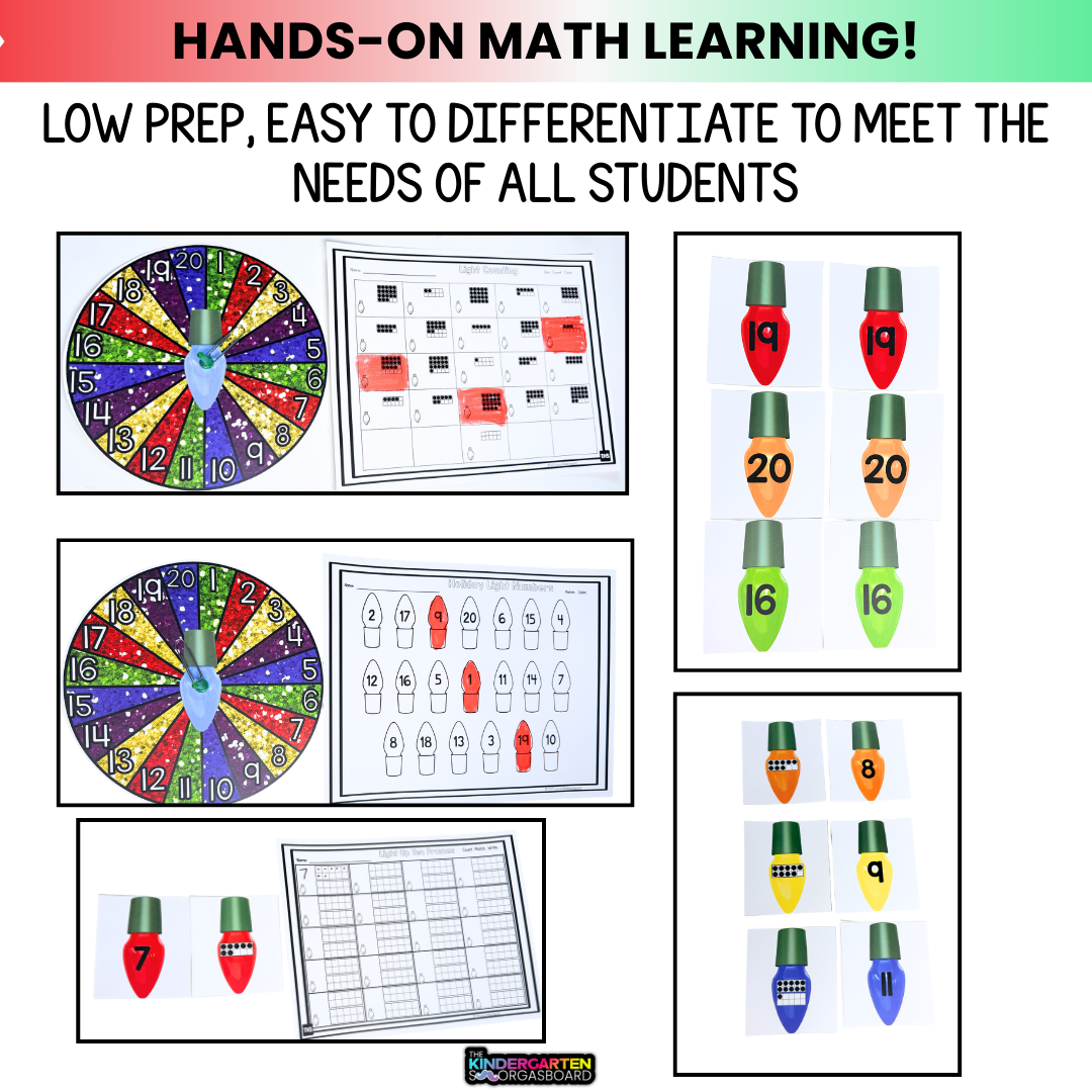 Christmas Lights Phonics And Math Bundle