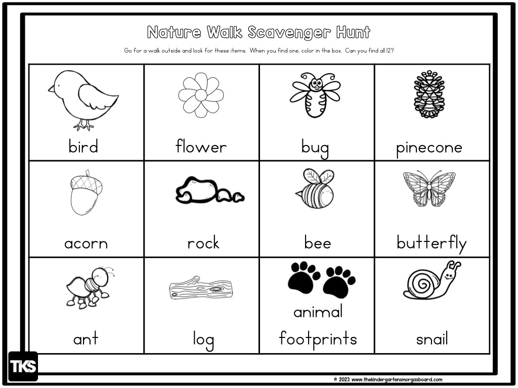 Nature Walk Scavenger Hunt Freebie