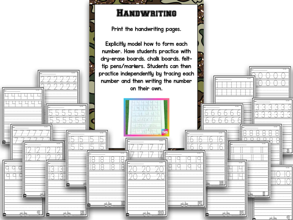 Number Bootcamp: Numbers and Counting 1-20 (Army Theme)