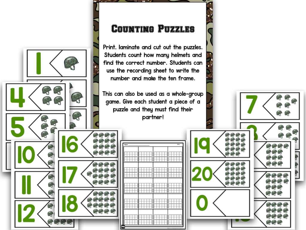 Number Bootcamp: Numbers and Counting 1-20 (Army Theme)