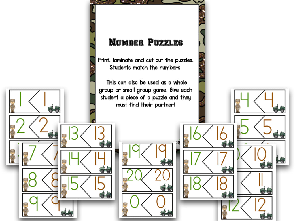 Number Bootcamp: Numbers and Counting 1-20 (Army Theme)
