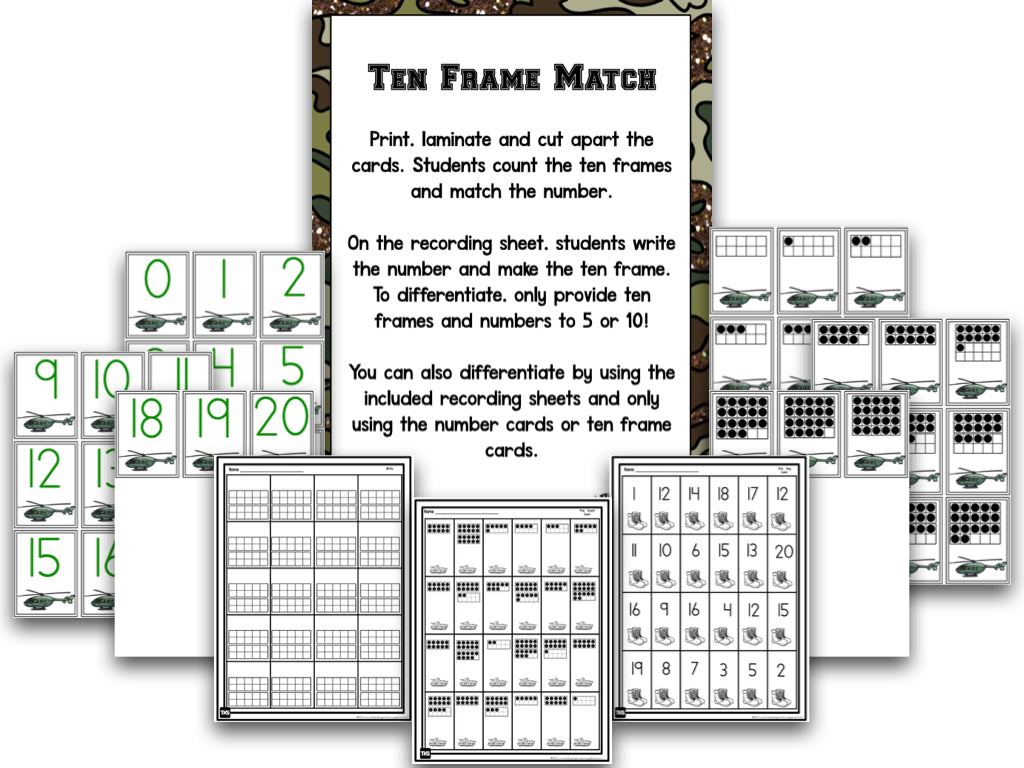 Number Bootcamp: Numbers and Counting 1-20 (Army Theme)