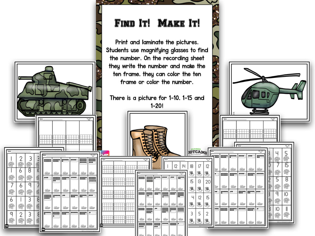 Number Bootcamp: Numbers and Counting 1-20 (Army Theme)