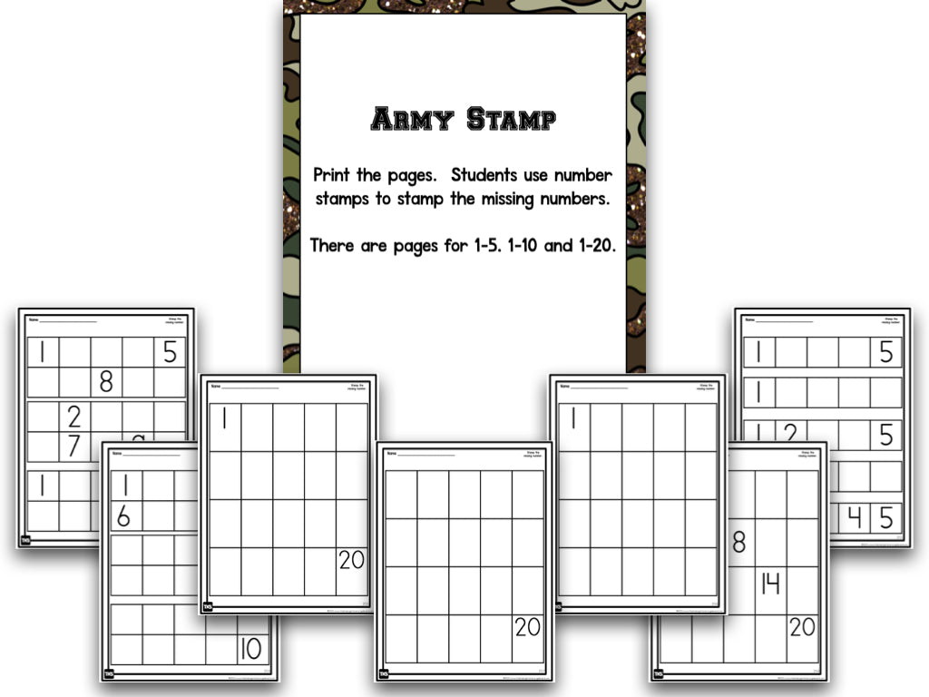 Number Bootcamp: Numbers and Counting 1-20 (Army Theme)
