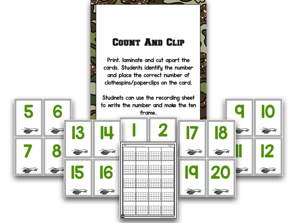 Number Bootcamp: Numbers and Counting 1-20 (Army Theme)