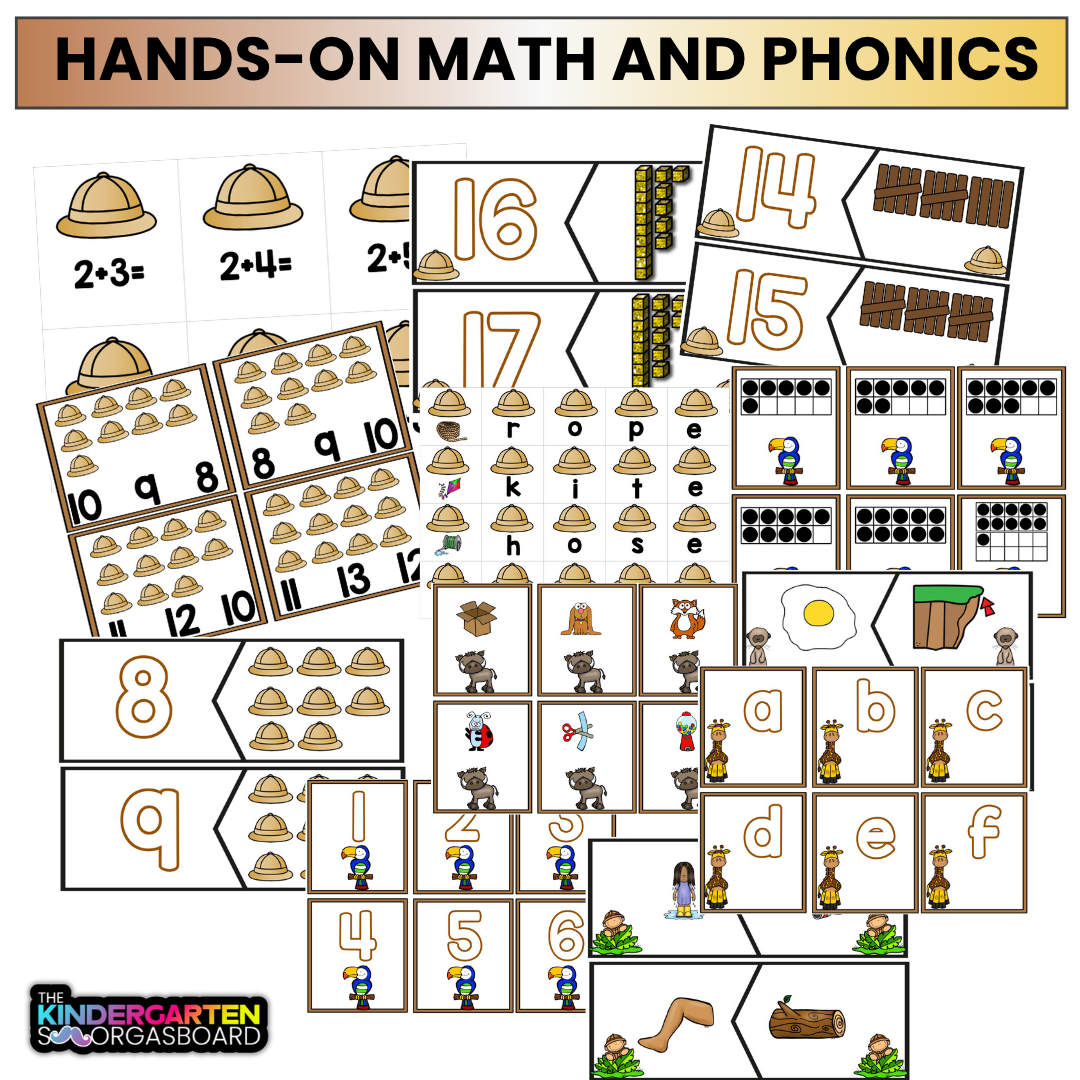 Safari Centers | 14 Literacy + 13 Math Centers | Year-Long, Hands-On, Low Prep