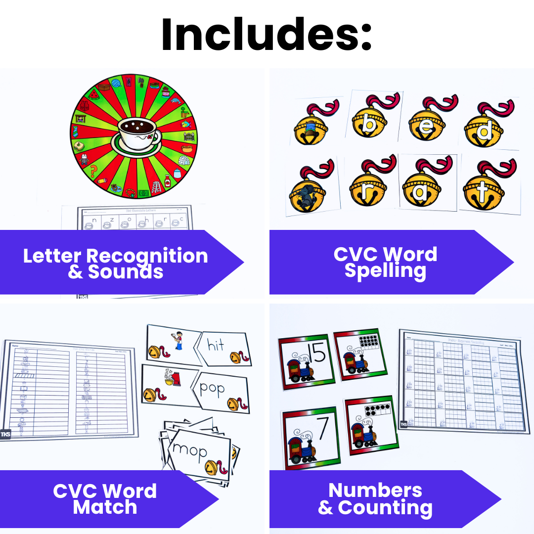 Polar Express Bundle - Comprehension Lessons, Activities, PLUS Center Activities Kindergarten