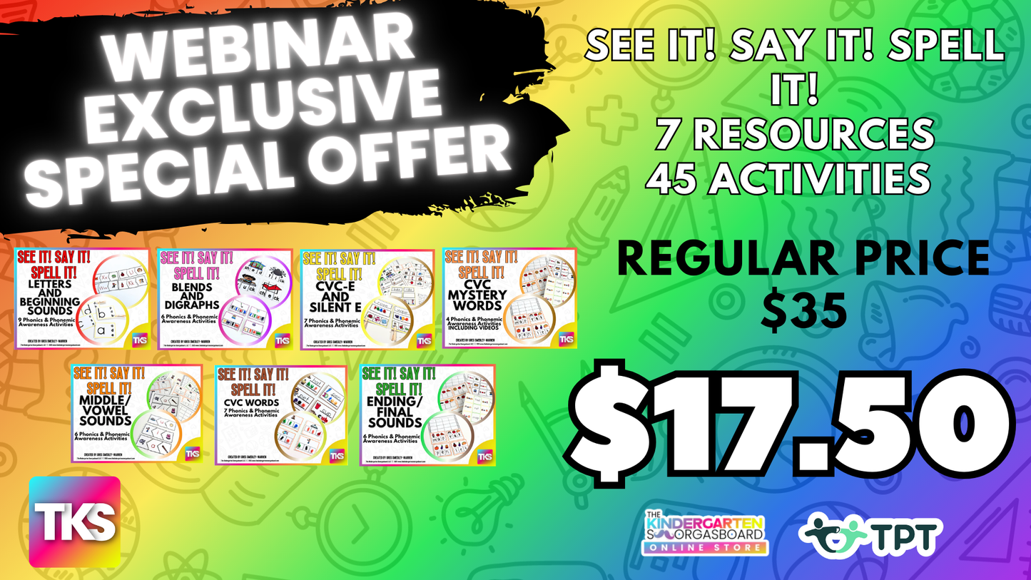 Webinar Special - Centers Without Tears - See It! Say It! Spell It! Bundle