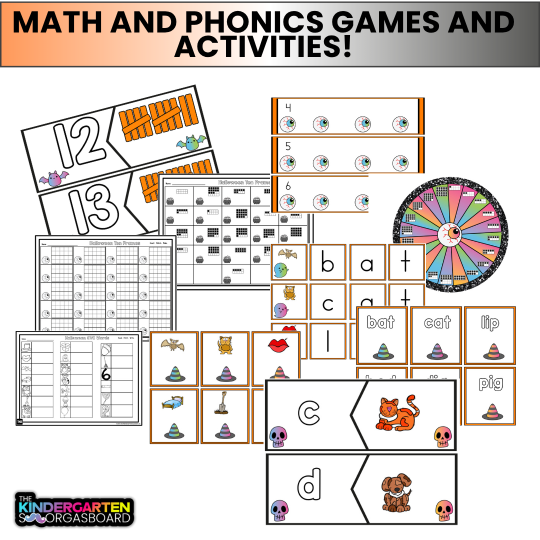 October Centers for Kindergarten | 13 Halloween Math & Literacy Games