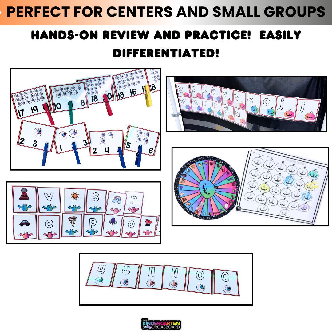 October Centers for Kindergarten | 13 Halloween Math & Literacy Games