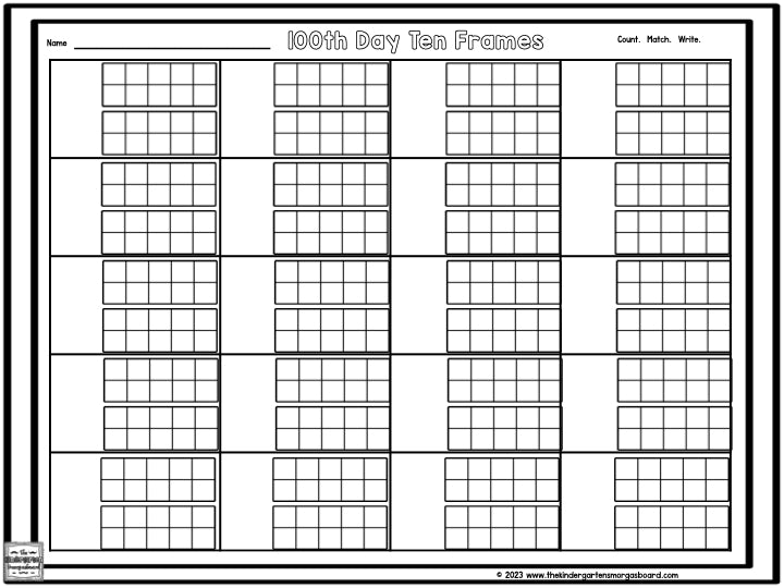 100th Day Granny Ten Frame Cards FREEBIE!