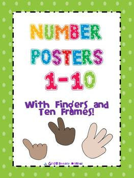 Number Posters 0-10 with Fingers and Ten Frames