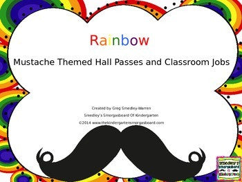 Rainbow Mustache Classroom Jobs and Hall Passes