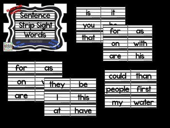Blackline Sentence Strip Sight Words