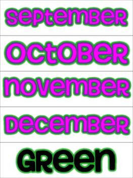 Word Wall Cards for Months, Days, and Color Words FREEBIE!