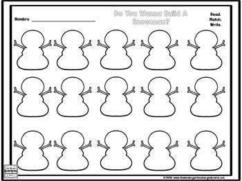 Snowman Sight Words Game: SPANISH Sight Words!
