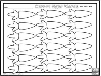 Carrots Editable Sight Word Game