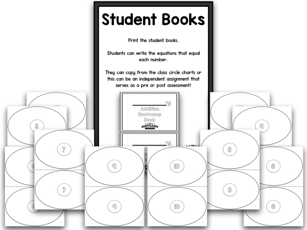 Addition Bootcamp: Adding to 10 (No Theme)