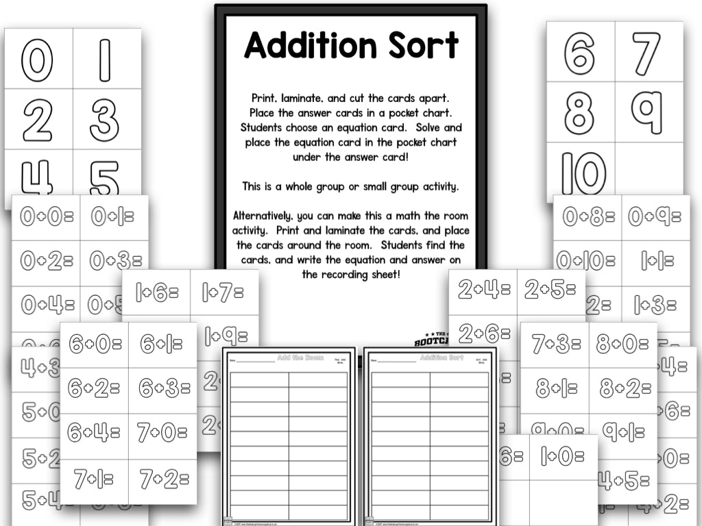 Addition Bootcamp: Adding to 10 (No Theme)