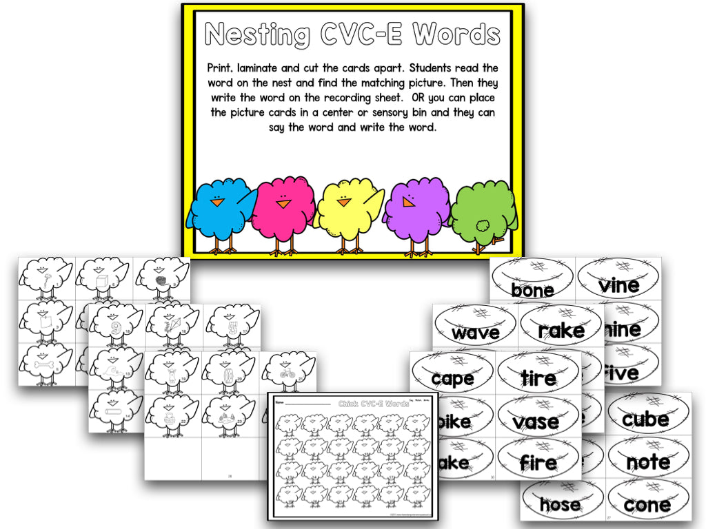 Chicks Easter Blackline Math and Literacy Centers