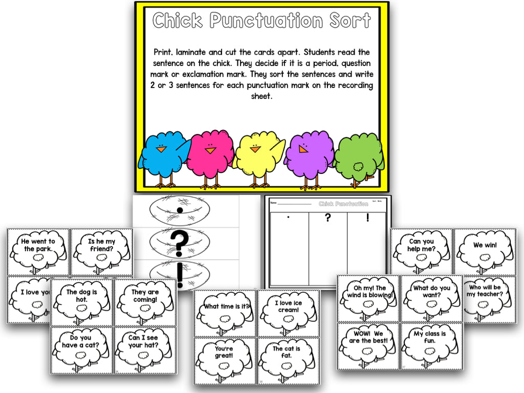 Chicks Easter Blackline Math and Literacy Centers