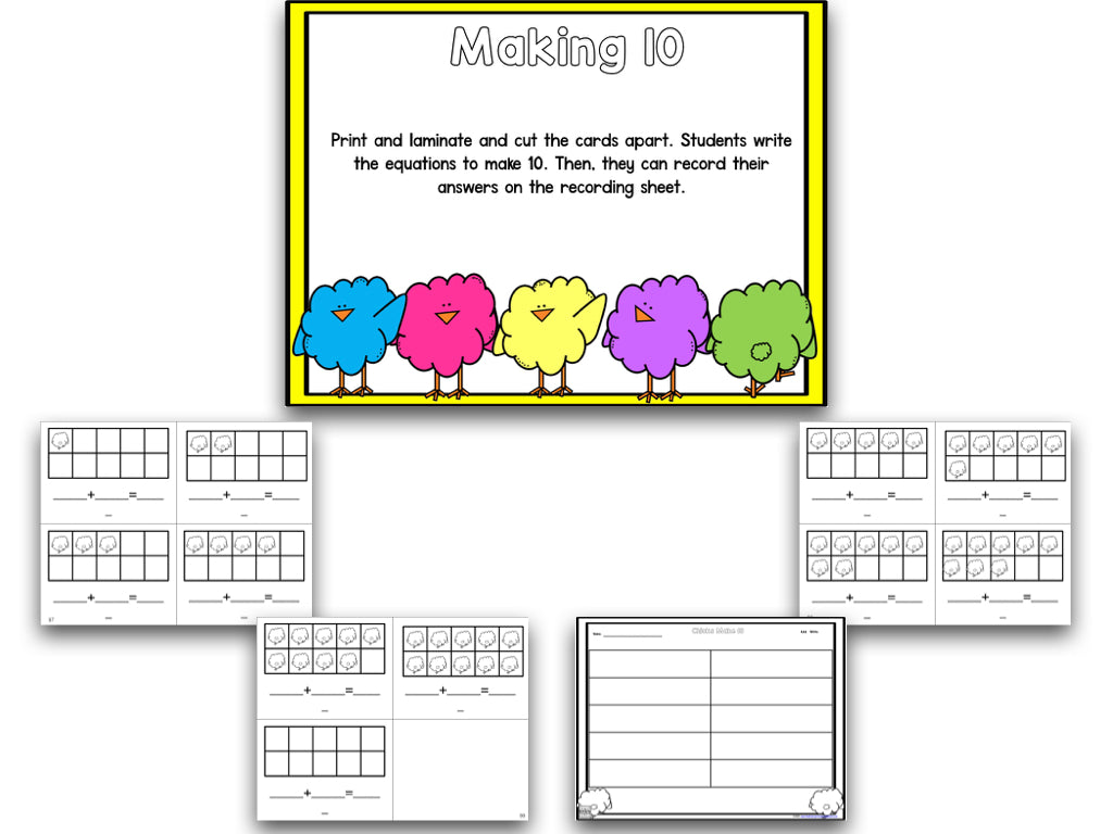 Chicks Easter Blackline Math and Literacy Centers
