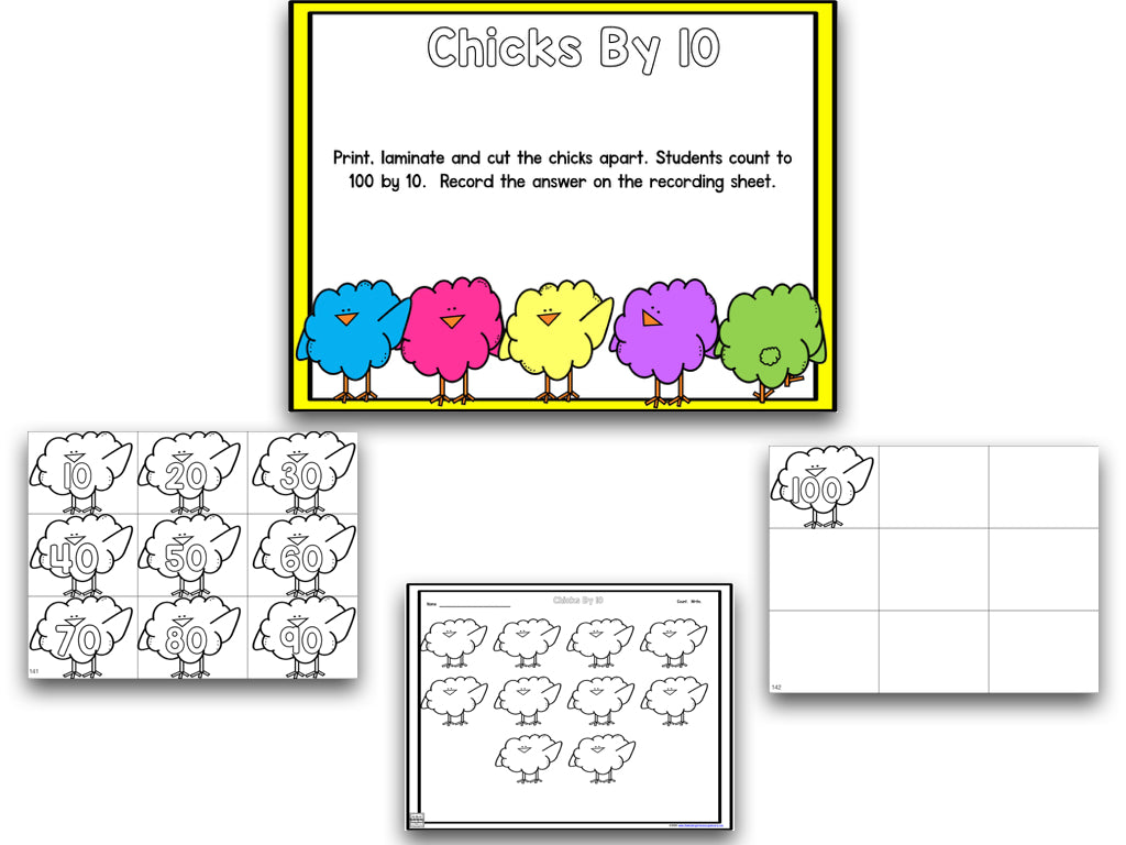 Chicks Easter Blackline Math and Literacy Centers