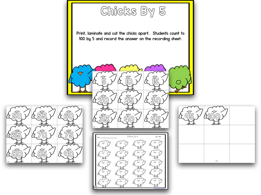 Chicks Easter Blackline Math and Literacy Centers