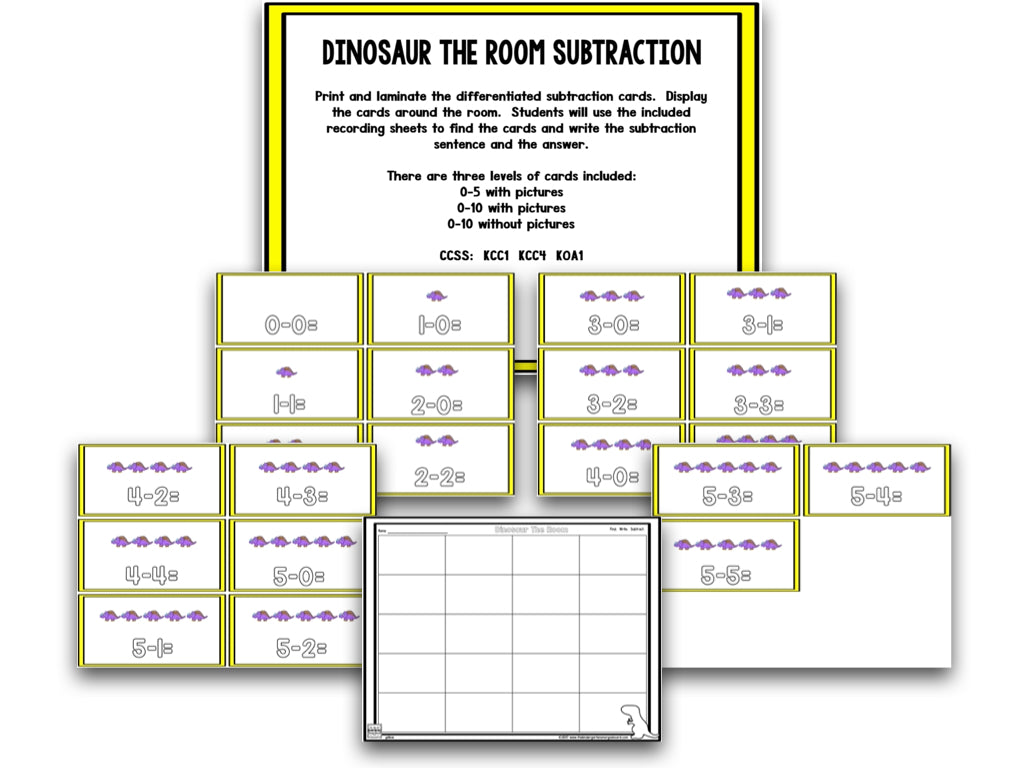 Dino-mite Dinosaur Subtraction