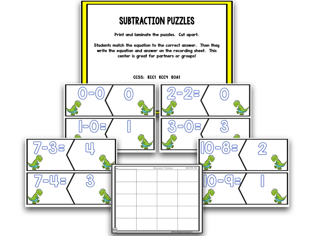 Dino-mite Dinosaur Subtraction