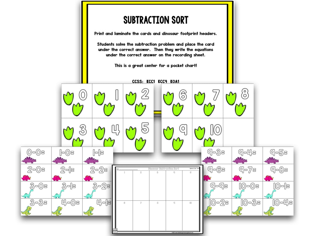 Dino-mite Dinosaur Subtraction