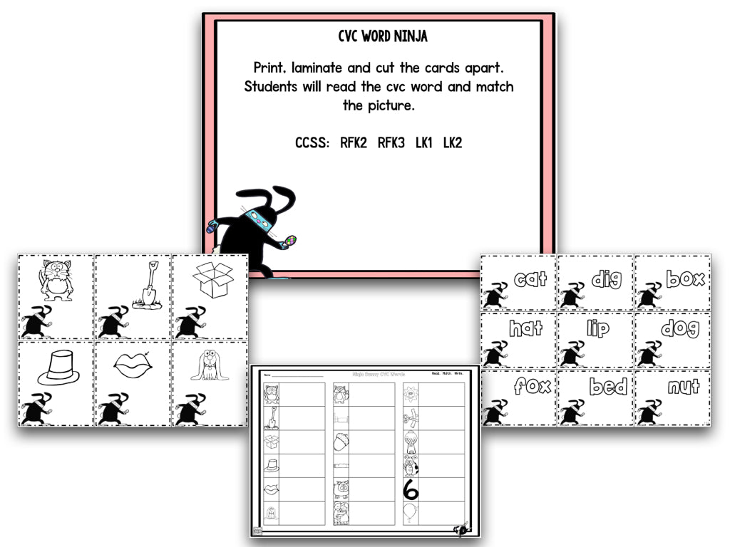HIGH-YA! Ninja Bunny Easter Math and Literacy Centers