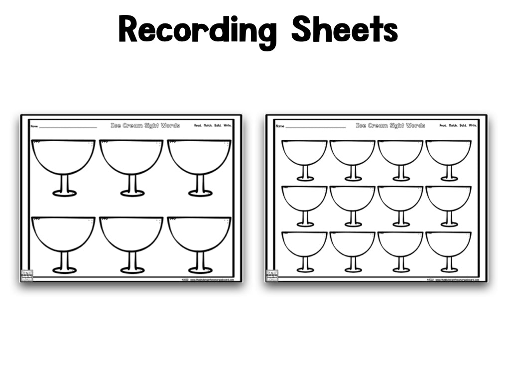 Ice Cream Sight Words