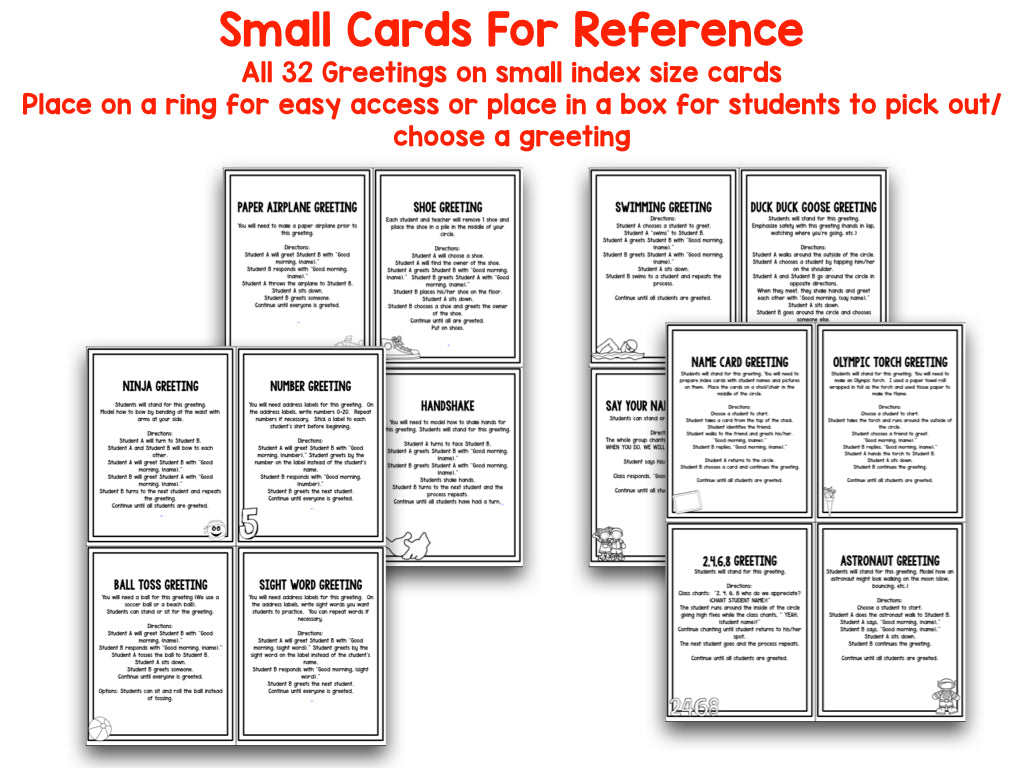 32 Morning Meeting Greetings: Screen Free No Prep Morning Greetings