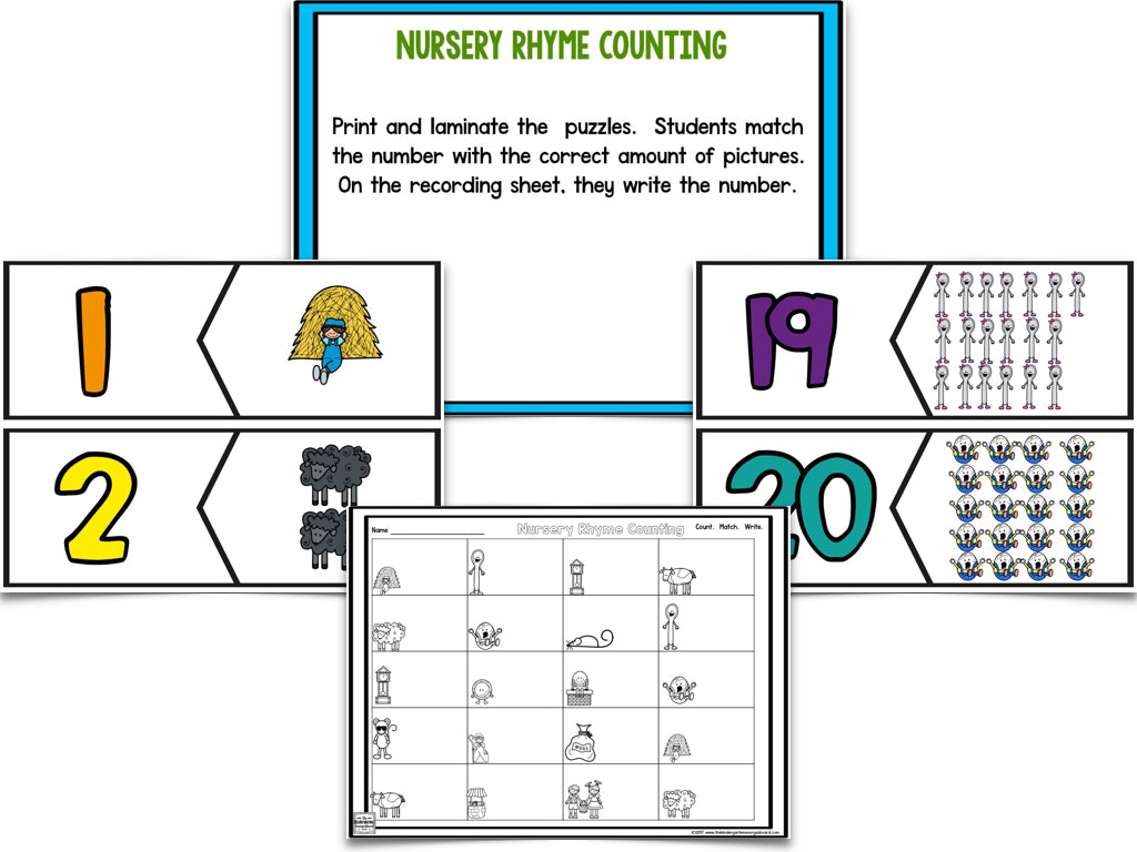 Nursery Rhymes Math and Literacy Centers