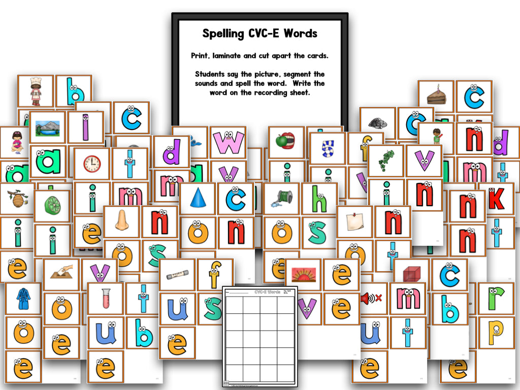 Pocket Chart Games-CVC WORDS, CVCE WORDS, ADDITION, SUBTRACTION