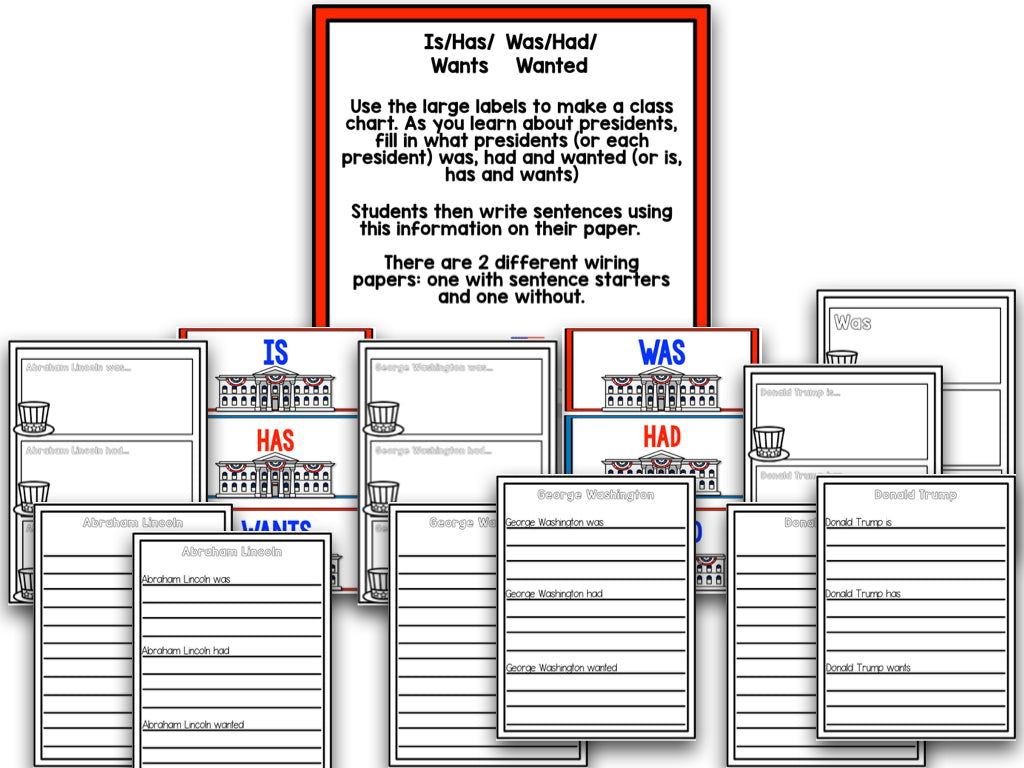 President's Day! A Presidents Research and Writing Project PLUS Centers!