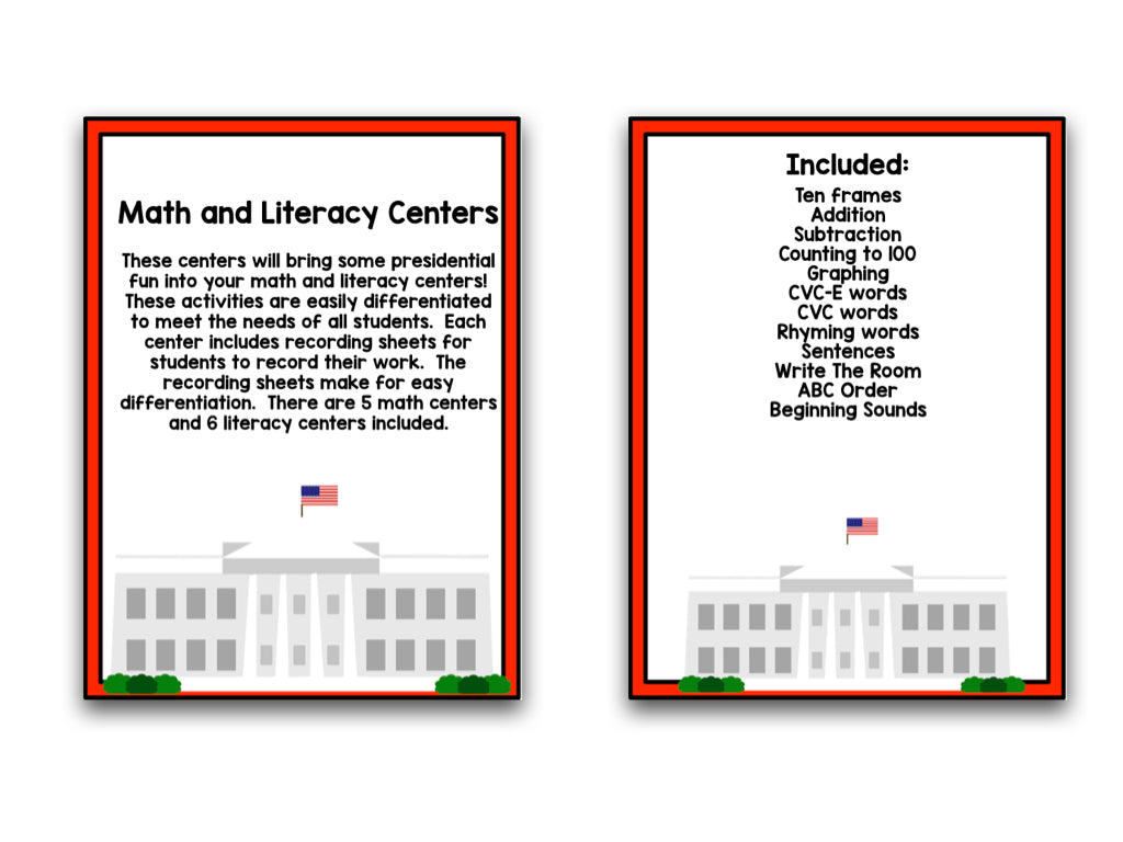 President's Day! A Presidents Research and Writing Project PLUS Centers!