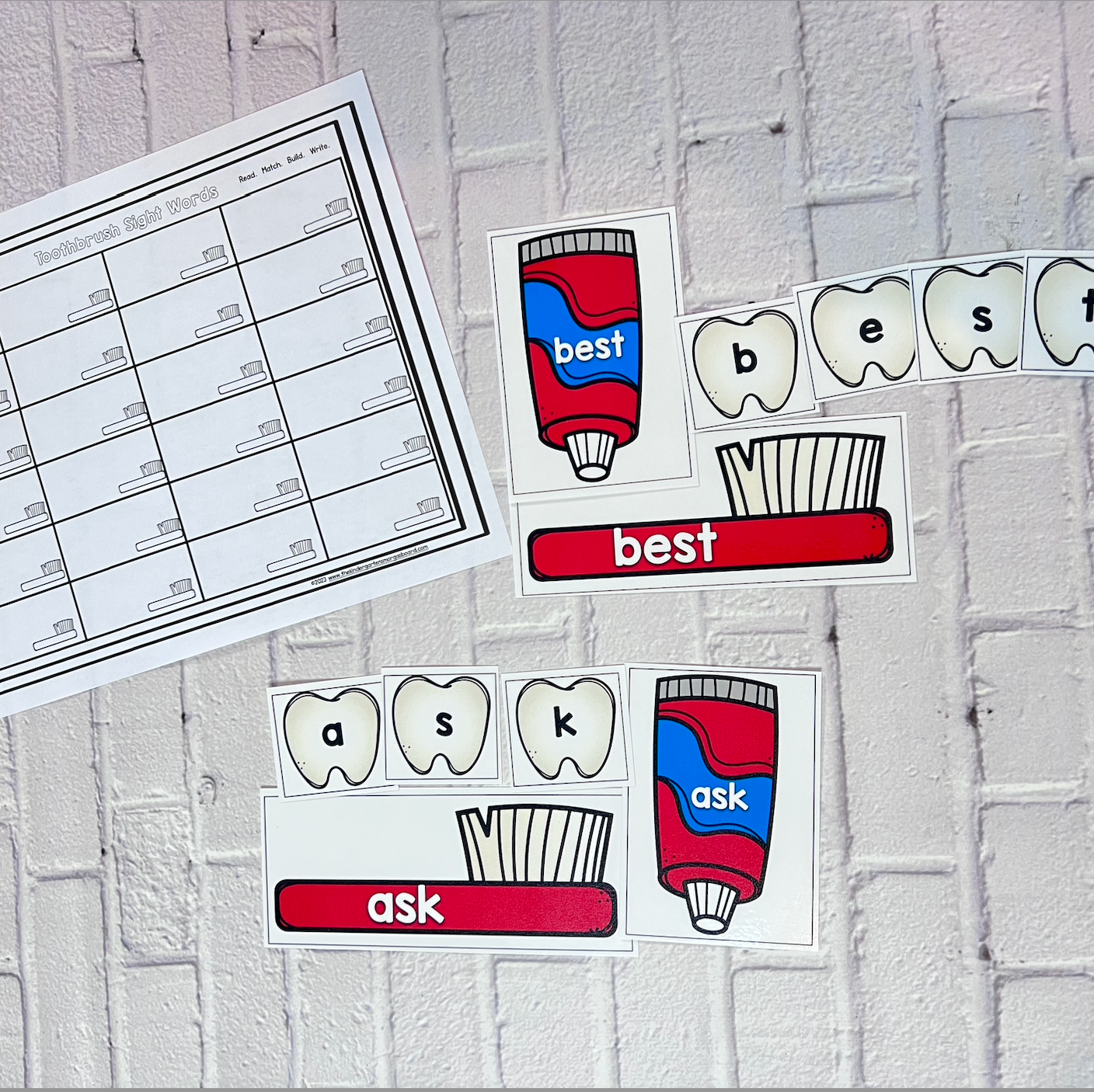 Toothbrush Sight Words