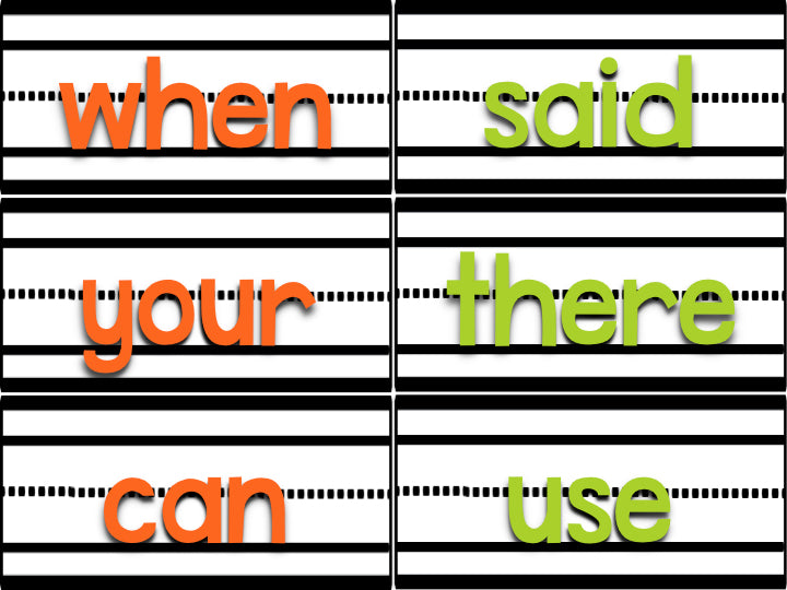 Green and Orange Sentence Strip Sight Words